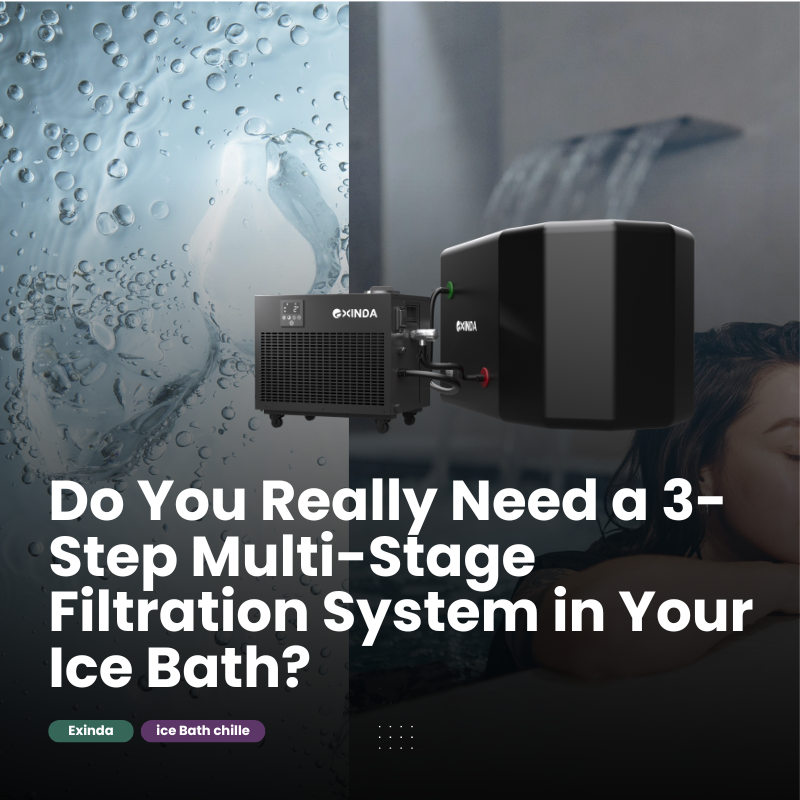 Ice bath filtration system in use, highlighting the benefits of multi-stage filtration for cold therapy.