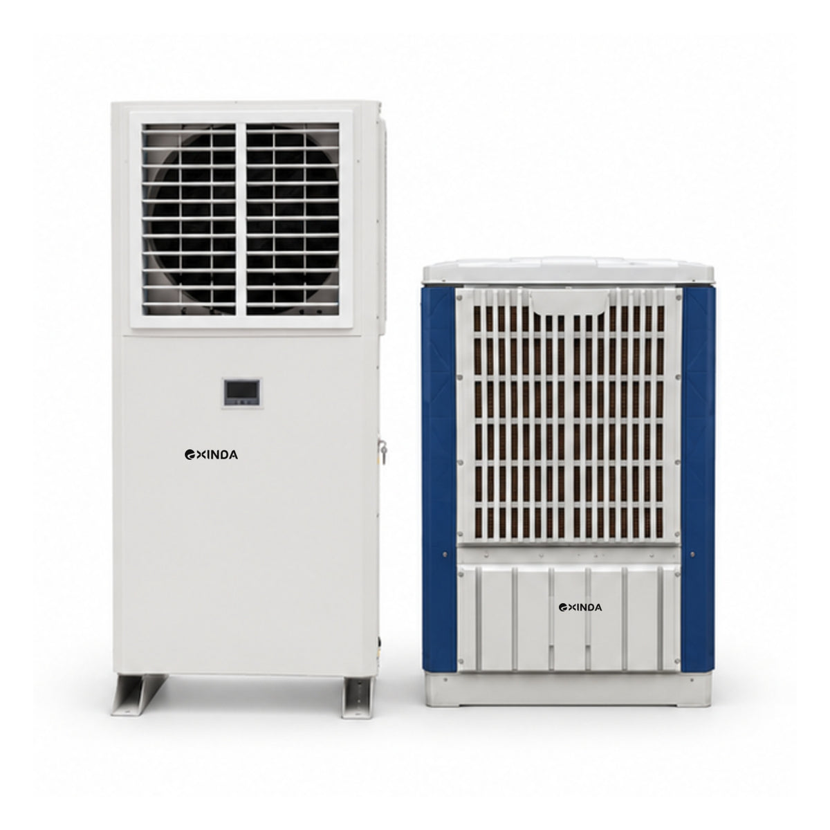 EXINDA XDZFL-28LB floor-standing louvered water-cooled package unit, white background, black logos positioned on machine panels