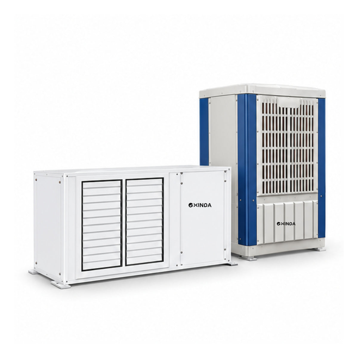EXINDA XDZFL-19DB ceiling-mounted louvered water-cooled package unit, white background, black logos positioned on machine panels