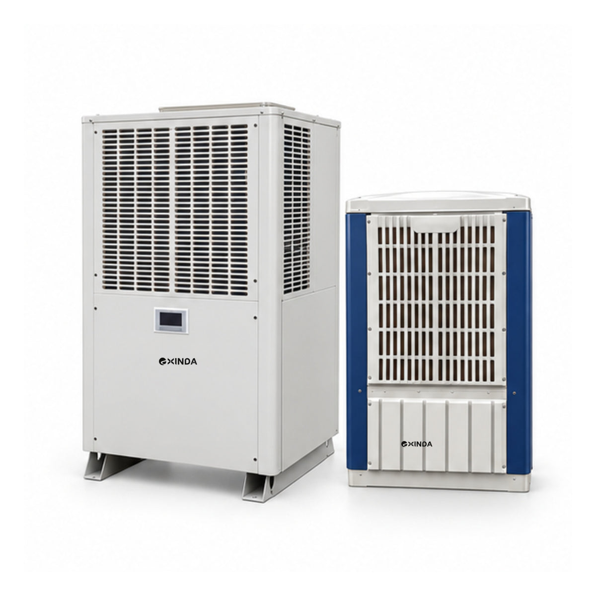 EXINDA XDZFL-19LF floor-standing ducted water-cooled package unit, white background, black logos positioned on machine panels